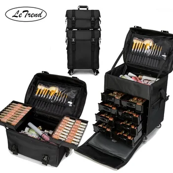 

LeTrend Multifunction Rolling Luggage Sets Spinner Multi-layer Suitcase Wheels Women Oxford professional Cosmetic Case Trolley