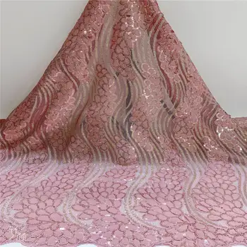 

2020 New Arrival African Lace Fabric High Quality Nigerian French Sequins Mesh Lace Fabric For Party Materials A1829