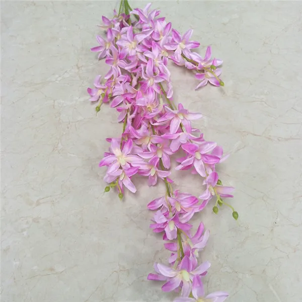 Фиолетовый 10 шт. поддельные длинные Стволовые Oncidium(5 стеблей/piec) 39,3" Длина искусственная Орхидея для свадьбы дома декоративные искусственные цветы - Цвет: Фиолетовый
