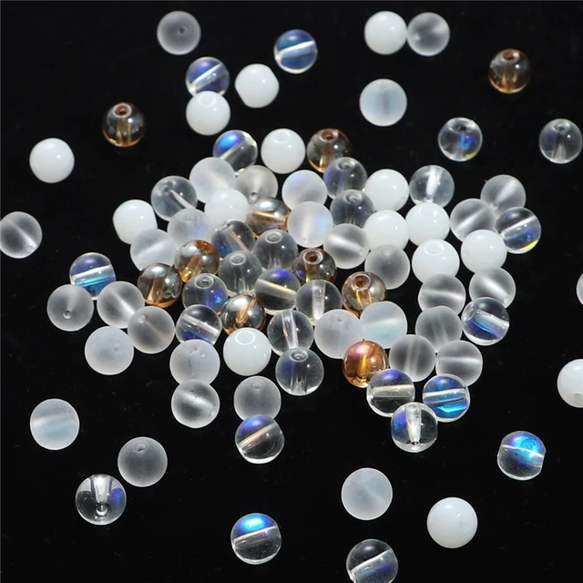 BULK Beautiful Matte Mermaid Glass Beads 6mm 8mm 10mm Round Shape. Mixed  Multi Colors With Rainbow Flashes, High Quality Full Strands 