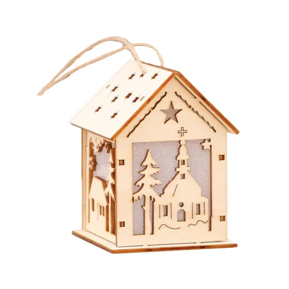 Праздничный светодиодный светильник, деревянный дом, Рождественская елка, украшения для Висячие украшения для дома, праздничный хороший рождественский подарок, свадебный Navidad