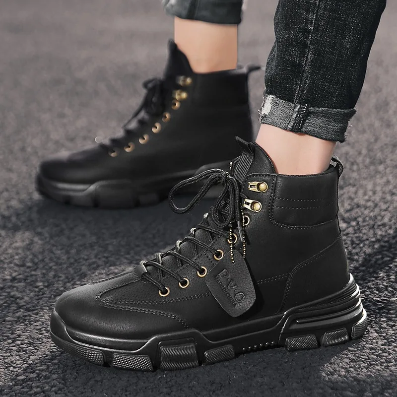 

Hight-top Martin Boots Men's 2019 Winter Velvet Shoes British Style Boots Men Casual Work Shoes MEN'S SHOES New Style