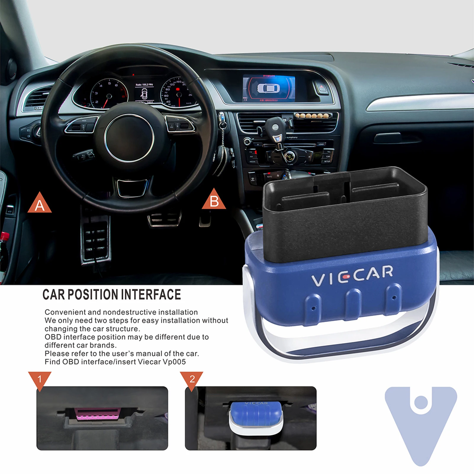 

VP005 Bluetooth 5.0 OBD2 Scanner New BLE OBDII Code Reader Mini Car Diagnostic Scanning Tools Viecar For Android/iOS/Windows