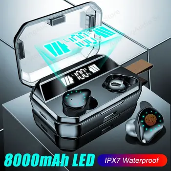 

8000mAh TWS Headphones Bluetooth Wireless Headphones Earphone IPX7 Waterproof Earbuds LED Display with Mic Stereo Sport Headsets
