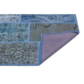 

Handmade Blue Vintage Overdyed Patchwork Area Rug 080x150 Cm-2'7''X4'11''