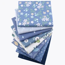 Nanchuang, 8 шт./лот, синяя ткань с цветочным принтом, саржевый текстиль, ручная работа, шитье, стеганое одеяло, жировые кварталы, Лоскутная Ткань 40x50 см