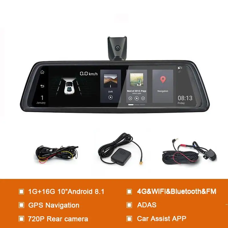4CH камеры 360 градусов панорамный Автомобильный видеорегистратор 1" Android 5,1 gps Navi FHD зеркальный видеорегистратор ADAS 4G Wifi видеорегистратор - Название цвета: QVV9 2CH 1G16G