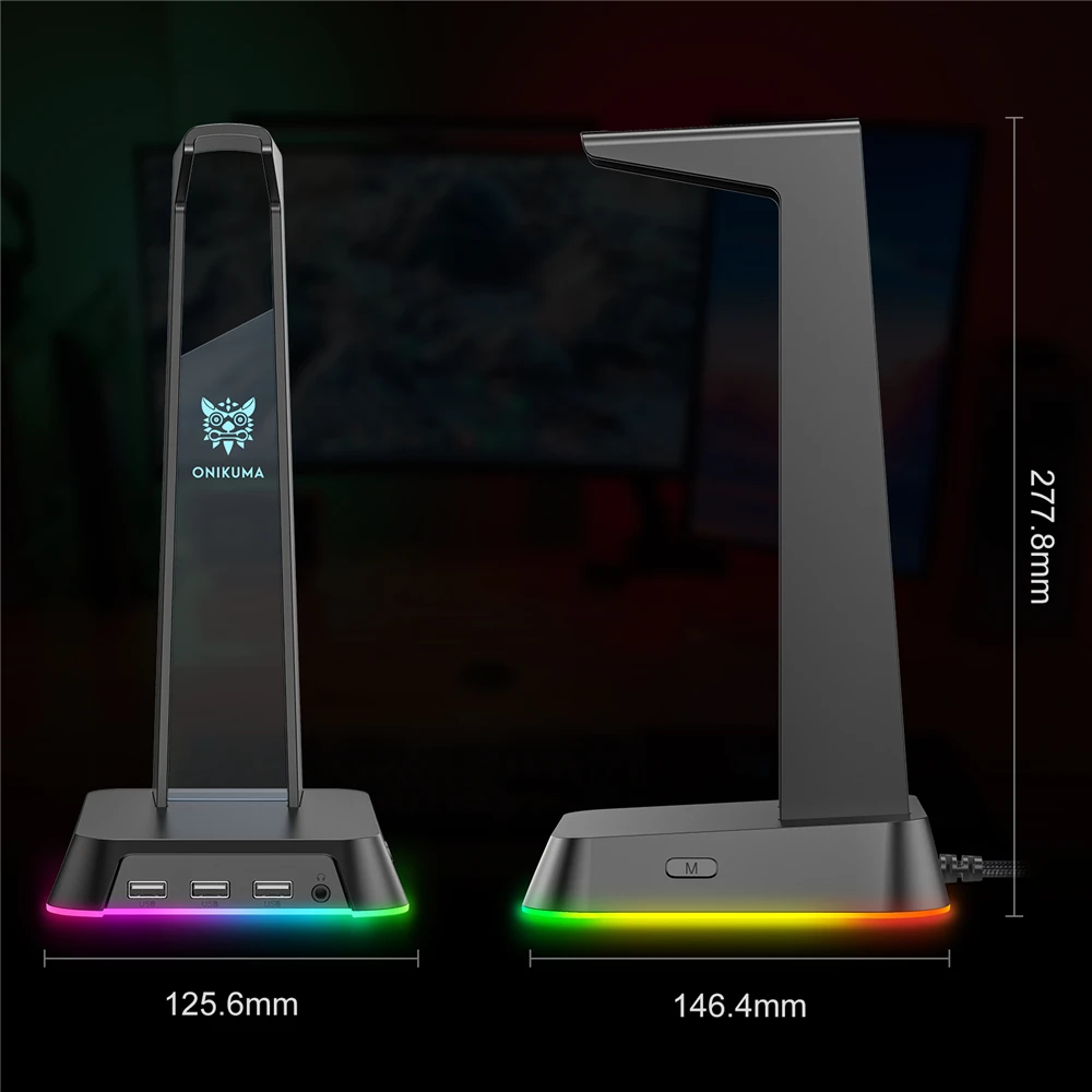 Fone de Ouvido Apto para Computador Suporte com 3 Multifunções Casa Desktop Portas Usb 3.5mm Cor Luzes Gaming Headset Suporte St-2 pc - Image 5
