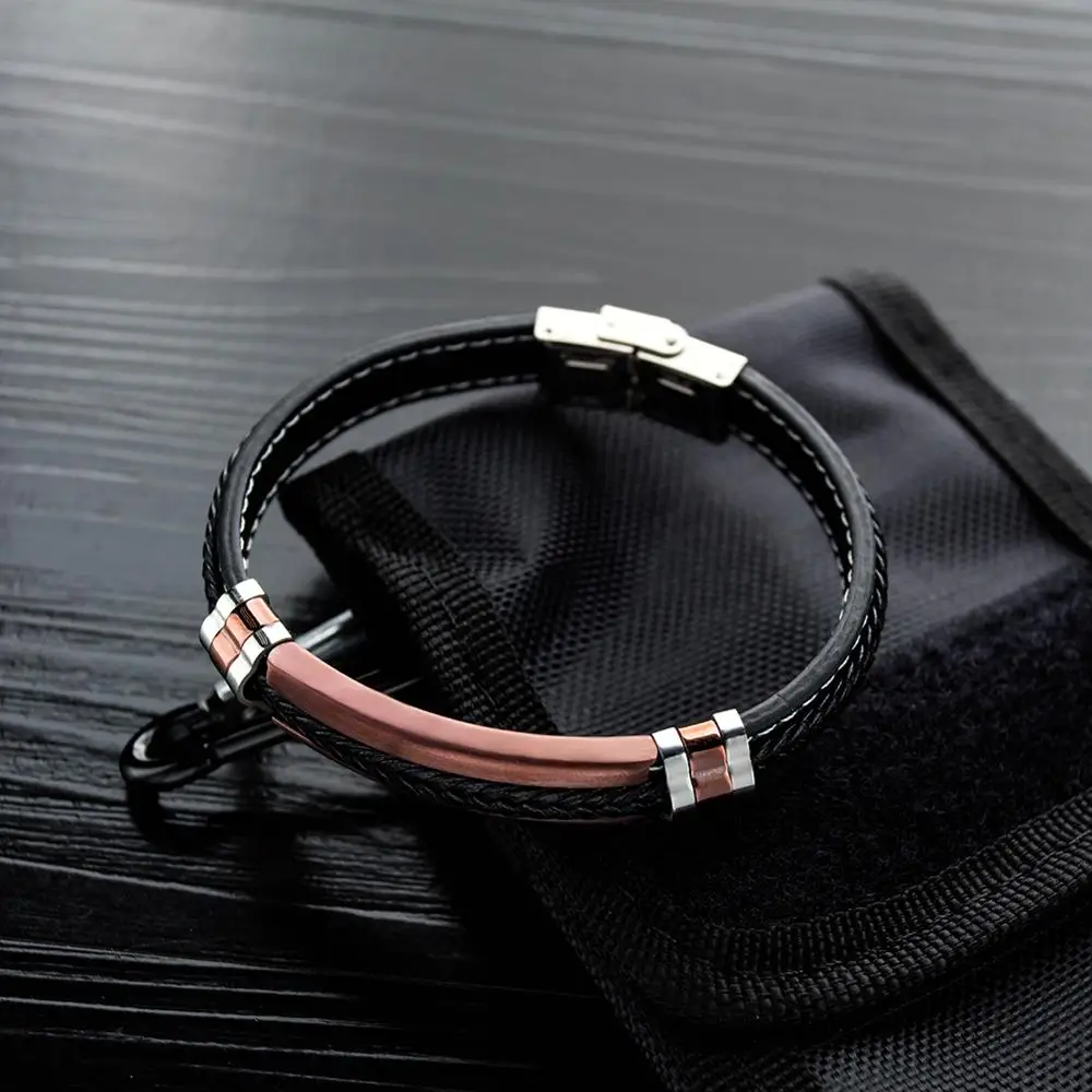 Felicelia Vintage Style Stainless Steel Leather Bracelet For Men Boys