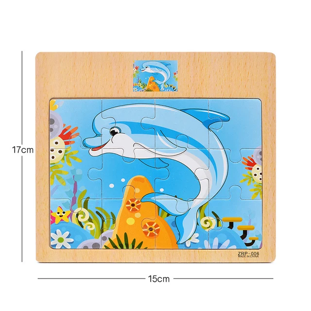 Montessori Toys Educational 3D Wooden Puzzle Early Learning Cartoon Animal Traffic Puzzle Kids Math Jigsaw Toys for Children 5