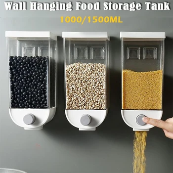 

Wall-mounted Food Storage Box Kitchen Storage Tank Plastic Container Storage Airtight Grain Storage Can Rice Bean Dispenser