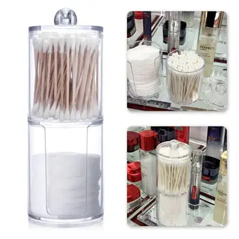 

120pcs Cosmetic Cotton Swab Double Head Ended Cotton + Acrylic Cotton Swab Makeup Organizer Portable Container Storage Box