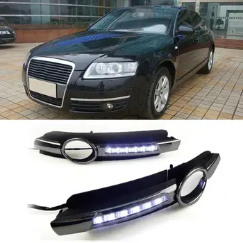 

2Pcs Car LED DRL Daytime Running Light Front Fog Lamp Grille for Audi A6 05-08