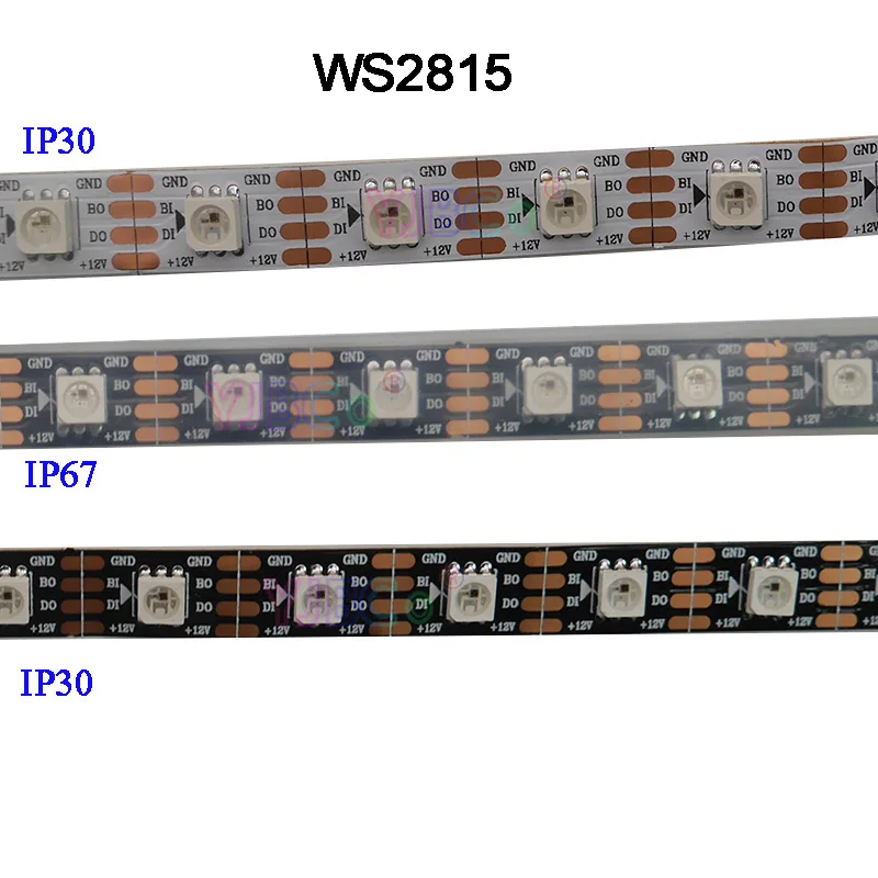 Светодиодный ленточный светильник WS2815 12 В 30/60/144 пикселей черный/белый