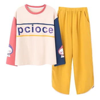 

Fast Shipping Cotton Women's Pajamas Set Autumn Winter Pyjamas Cartoon Sleepwear Sexy Home Clothes For Women Lingerie