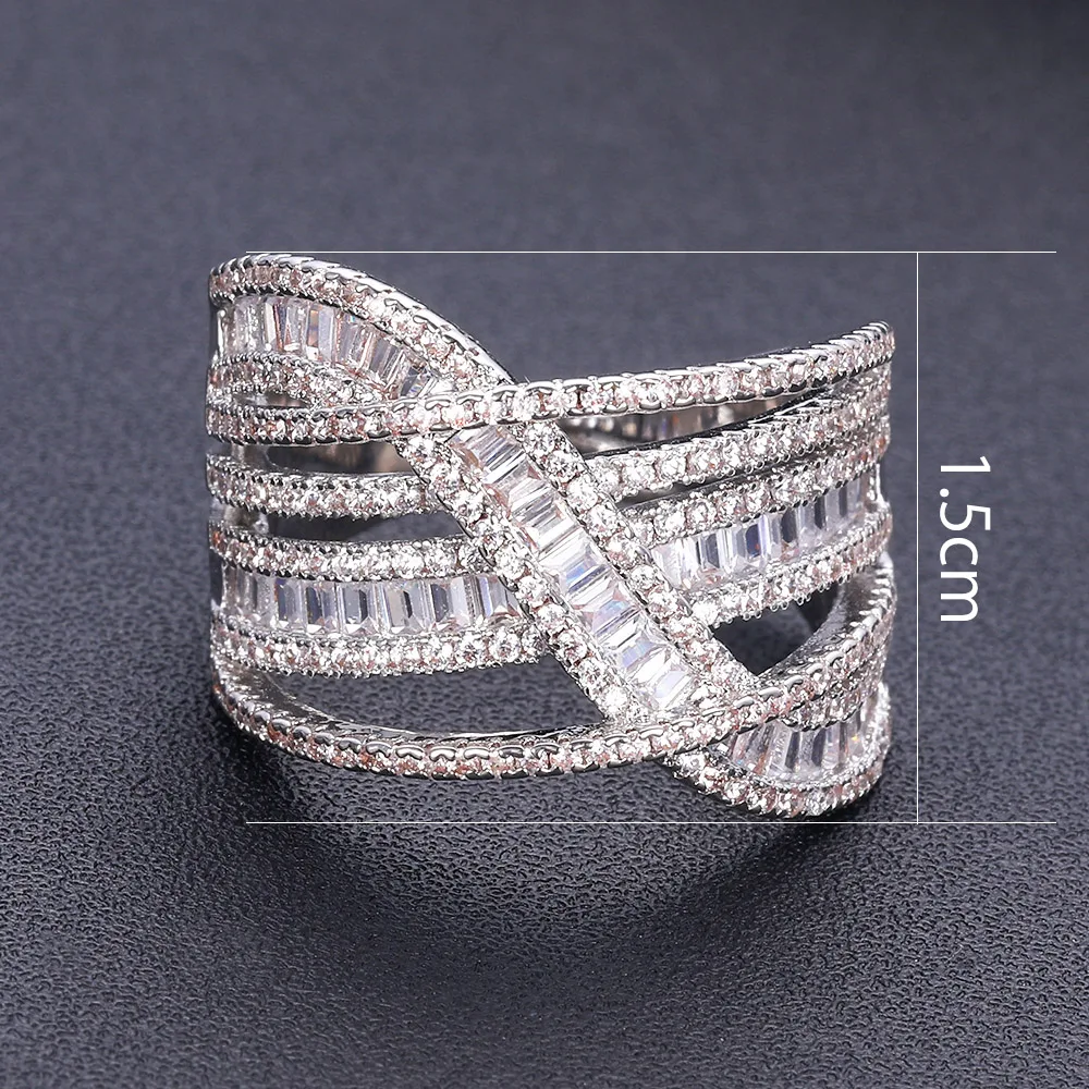 janekelly Charm Trendy Cross Layerd Statement Stacks Rings for Women Cubic Zircon Finger Rings Beads Ring Boho Beach Jewelry