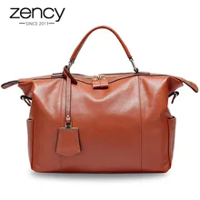 Zency Женская Повседневная Сумка-тоут из натуральной кожи Большая вместительная черная сумка простая дамская сумка-мессенджер через плечо сумка для покупок