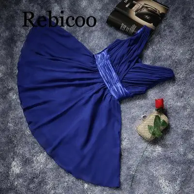 

Robe de soiree V-Neck evening party dress Simple Solid Color Pleat Chiffon Vestidos de festa dresses Tailor Custom Made
