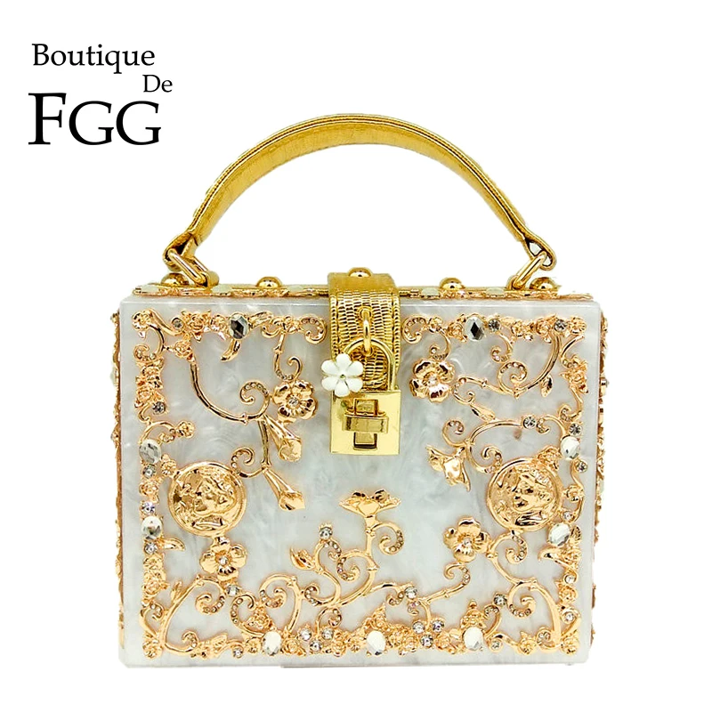 Box Satin Clutch Bag Hardcase Evening Handbag With Chain Designer New Stylish 