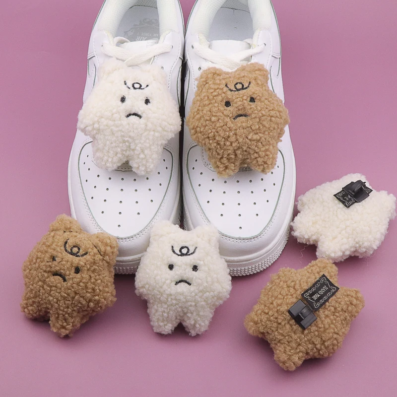 Cute Plush Doll Sneaker Charms Designer Diy Lovely Furry Bear Shoes