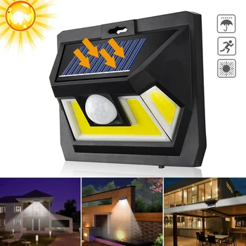 

1 2 4 pcs solar body Sensor wall lamp COB flood light outdoor LED lamp Street Lights IP65 floodlight Garden light built-in 18650