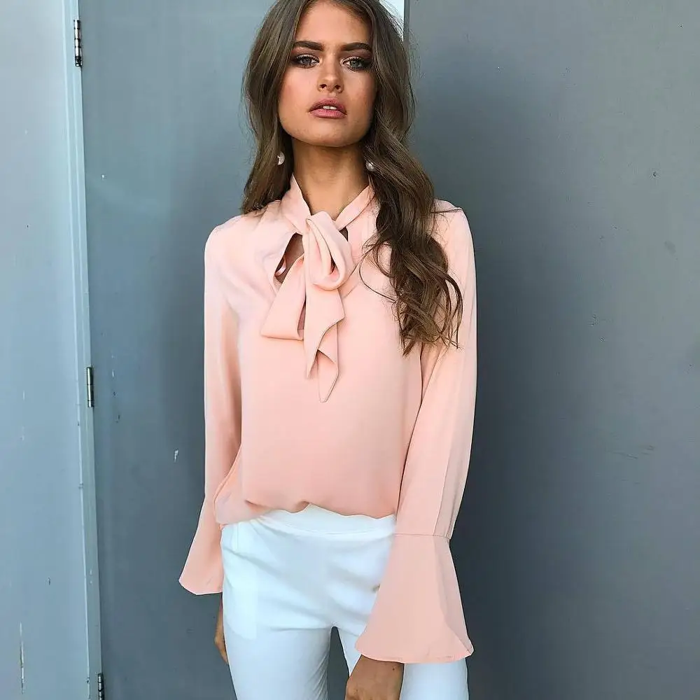 шифоновая блузка. блузки. блузка с бантом. шикарные блузки для женщин. блуза с бантом.