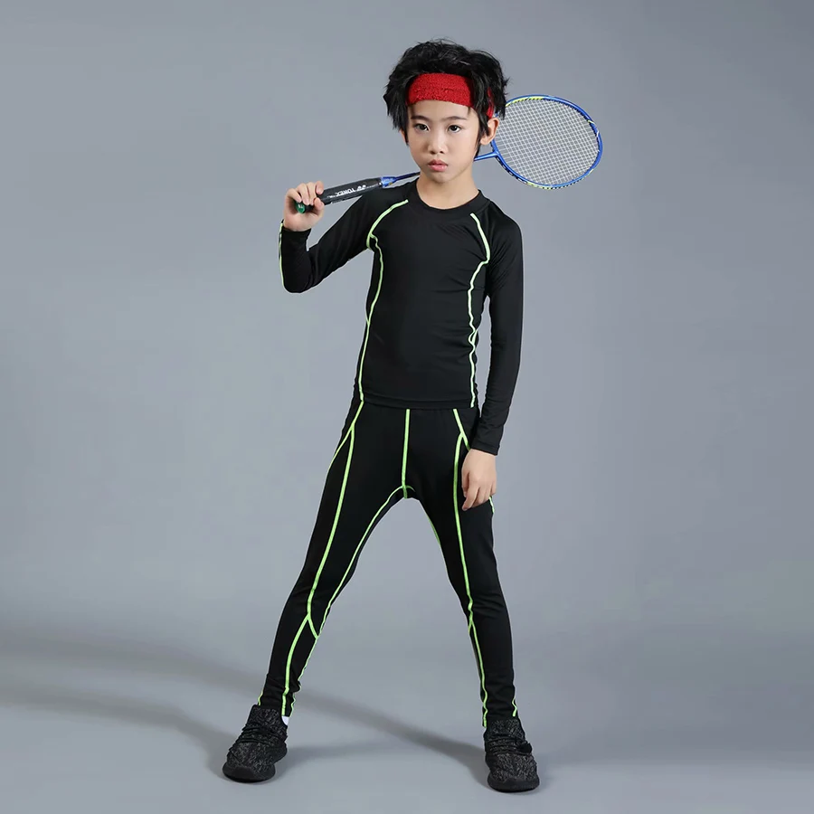 Детская одежда для спортзала, колготки для фитнеса, детские леггинсы для бега, компрессионные комплекты для бега, тренировочные костюмы для бега, мужские спортивные тренировочные костюмы
