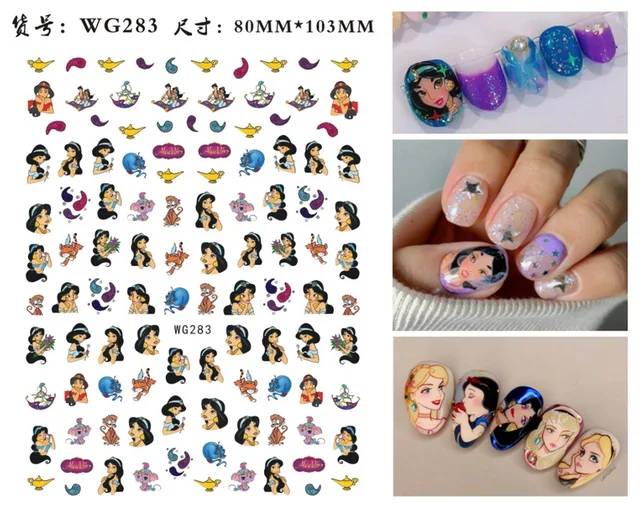 WG266-296 Summer Princess Ultra-thin Adhesive Nail Stickers Children's Girls Christmas Gifts 2021 New 3D Fashion Manicure Decals WG 283