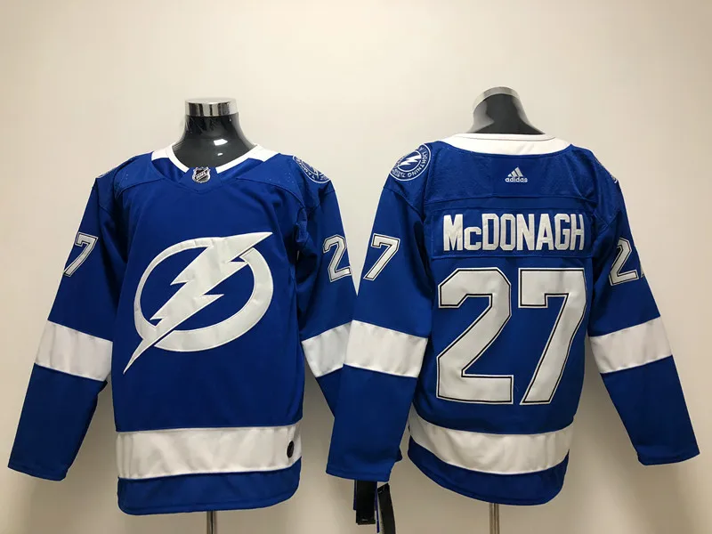 Сшитые Tampa Bay Мужские взрослые#91 Steve Stamkos 27 Ryan McDonagh 86 Nikita Kucherov 77 Victor Hedman Джерси