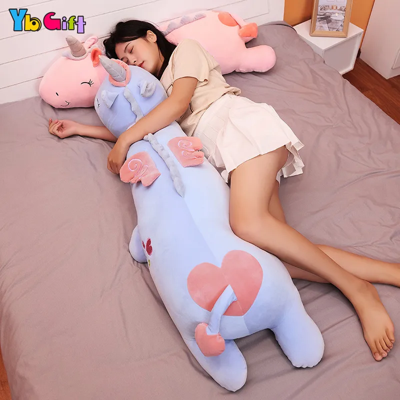 Мягкие Длинные большие плюшевые подушки с единорогом, мягкие милые Kawaii игрушки с единорогом, плюшевые куклы, постельные принадлежности, подушки для девочек, рождественские подарки