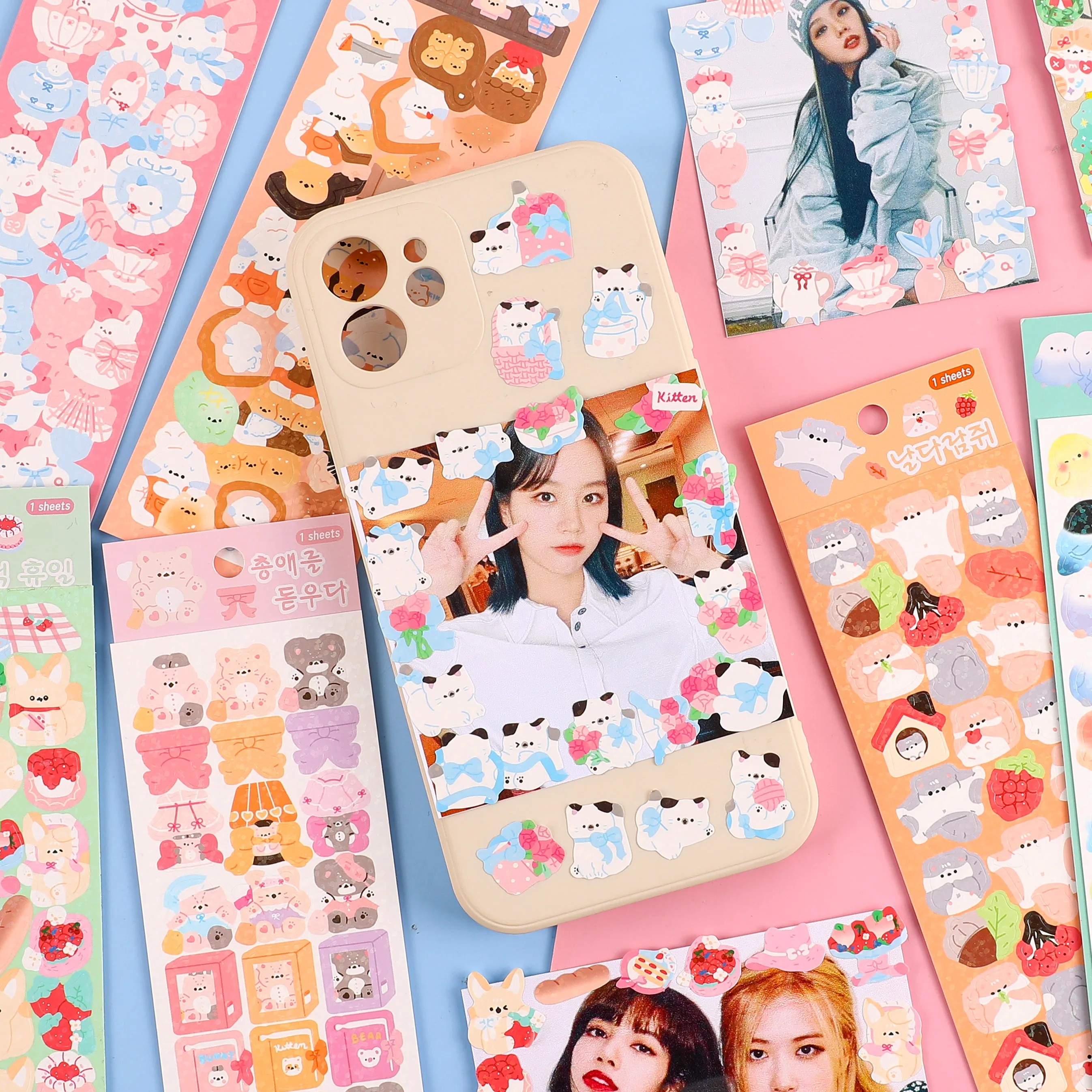 Sparkling Cute Stickers Kids Scrapbook Card DIY Animal Cartoon Sticker Journal Laptop Album Play House Sticker animal stickers cartoon sticker cartoon stickers decorative stickers stationery stickers paper stickers adhesive stickers self adhesive stickers