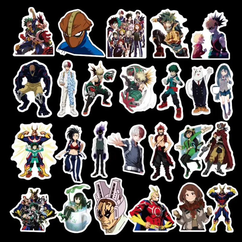 100Pcs/pack My Hero Academia Anime Sticker Skateboard Waterproof Trolley Case Laptop Skateboard Stickers Toys Gifts For Kids