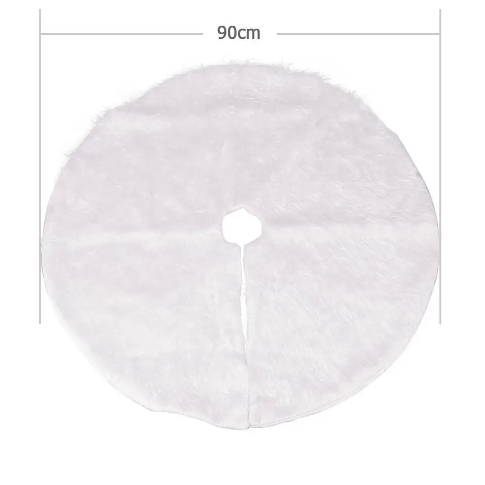 White Plush Christmas Tree Skirt Aprons Christmas Tree Carpet Christmas Decorations for Home New Year Xmas Decor - Цвет: 90cm