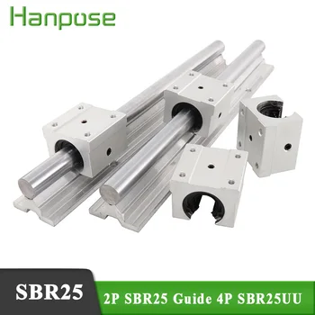 

2pcs SBR25 linear guide length linear bearings with 4pcs SBR25UU 200mm 250MM 500MM 550mm linear guide cnc router par