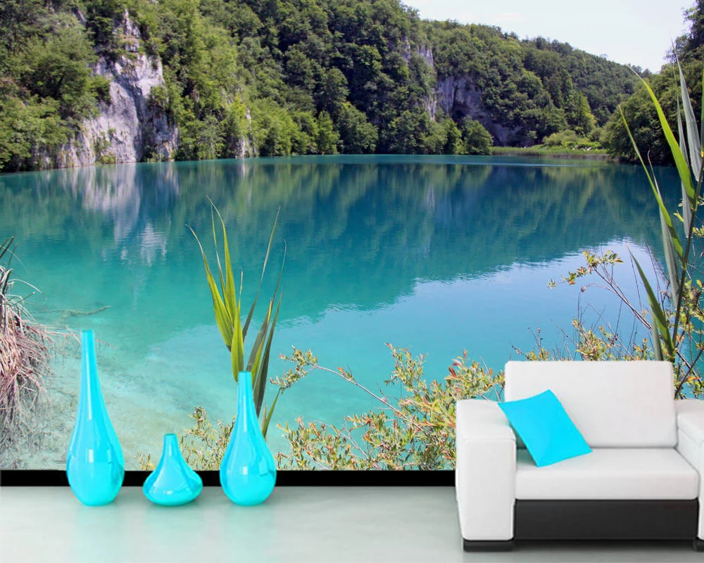 

Papel de parede Beautiful blue lake in Croatia natural 3d wallpaper,living room tv wall bedroom wall papers home decor mural