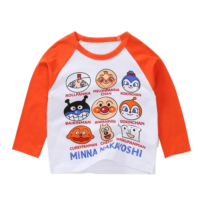 Новые осенне весенние хлопковые футболки Anpanman для мальчиков и девочек Детские с