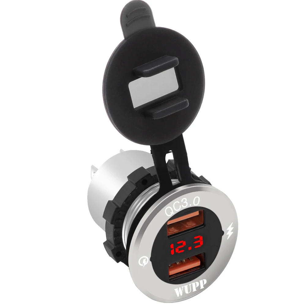 USB Quick Charge Dual QC3.0 USB зарядное устройство для мотоцикла водонепроницаемый адаптер питания Серебристая раковина для автомобиля лодки мотоцикла Зарядное устройство для телефона