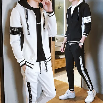 

Fashion Men's Casual Hooded Sweatshirt Jacket Casual Loose Trousers Long Sleeve Coat 2pcs Set Size M-3XL L64