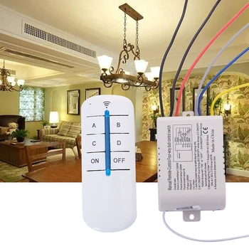 

Hot 3C-4 Way Light Lamp Digital Wireless Remote Control Switch ON/OFF 220V