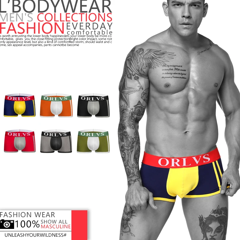 ORLVS бренд-Боксер Мужское нижнее белье мужские шорты-боксеры Ropa Interior hombre cueca tanga
