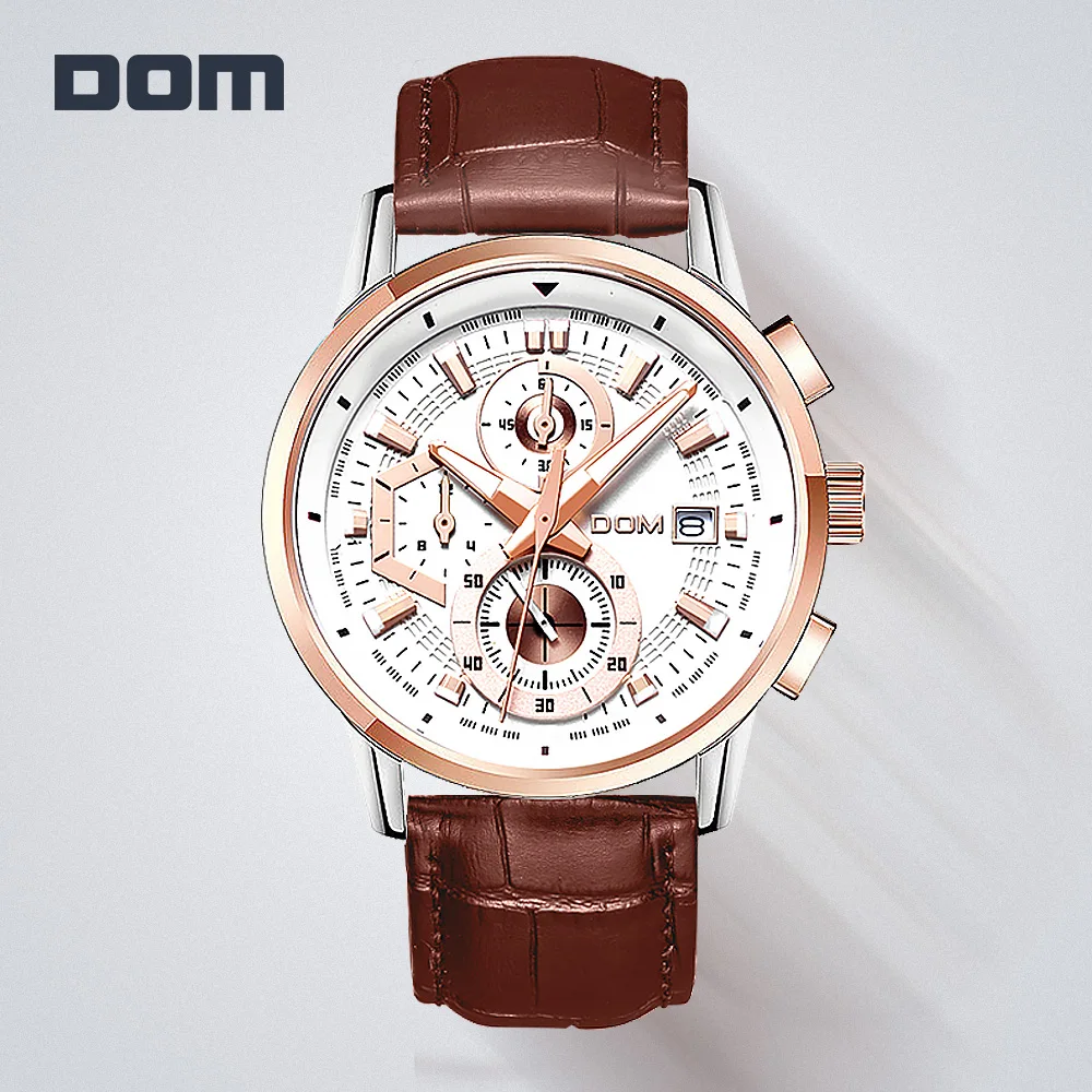 DOM Брендовые мужские модные часы кожаные спортивные армейские военные синий