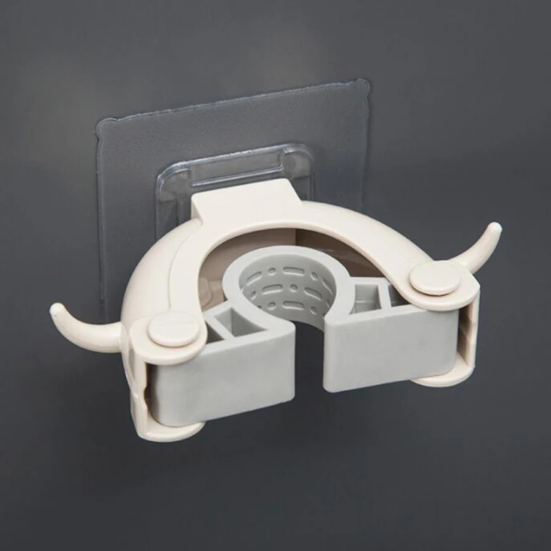 

Mop Double Buckle OX Horn Shape Seamless Wall-mounted Household Broom Double Buckle With Hook home storage1