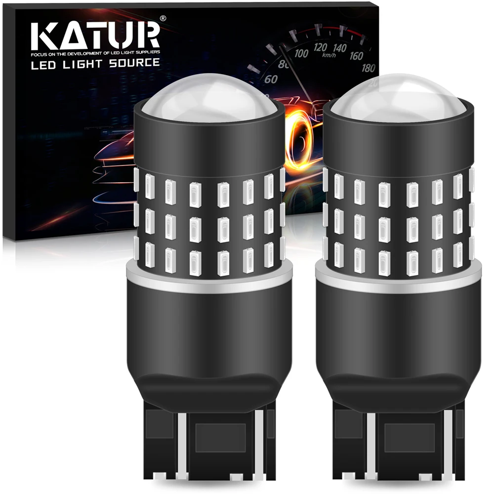 Katur 2Pcs T20 LED 7443 W21/5W Led Bulb 580 Car Reverse Light Backup Brake  Signal Lamp Auto Tail Light 12V White Orange Red - AliExpress