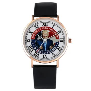 

Women Quartz Watch Trump 2020 Pattern Dial Keep America Great Watch Leather Strap Roman Numerals Supporter Gifts Reloj Mujer