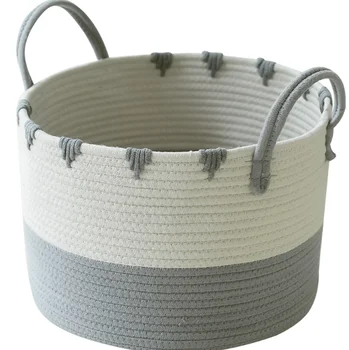 

knitted desktop storage basket with ball kid toys stockpile basket cotton woven underwear bra dirty clothes storage barrelLFB752