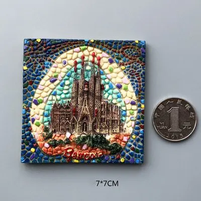 Barcelona church 3D национальные страны сувенир Туризм магнит холодильник европейский город Барселона Франция Париж Исландская паста стикер для холодильника - Цвет: Barcelona church