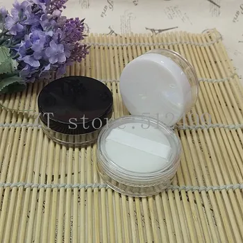

10/20/30/50pcs 5g loose powder case with grid sifter & puff empty eyeshadow/power container cosmetic cream jar Makeup SubPackage