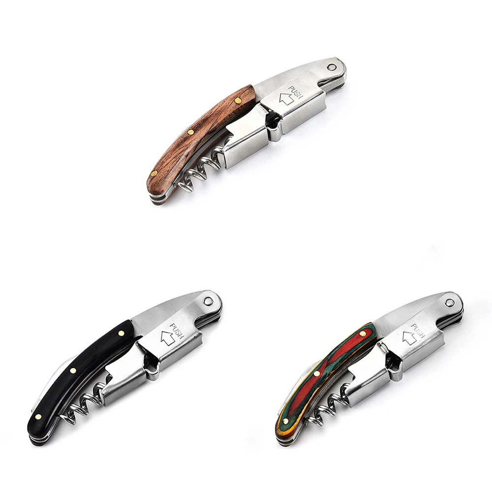 

Bottle Opener Double Hinged Waiters Corkscrew Wine Bottle Opener All-in-one, Multifunction Wine Beer Bottle Openers #05