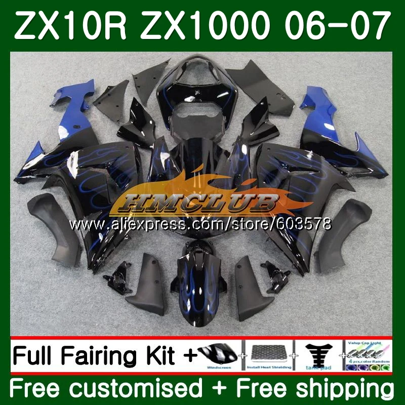 Корпус для KAWASAKI ZX 10 сотрудников отдела исследований ZX-1000 ZX-10R 06 07 цвет: черный, синий 117CL. 33 ZX1000 CC ZX10R 06 07 ZX 1000CC ZX 10R 2006 2007 обтекатели