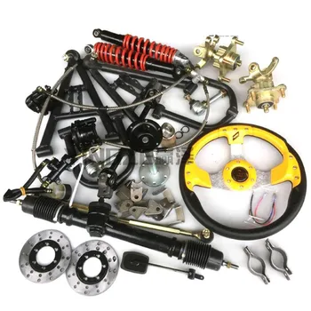 

Go Kart Karting UTV Buddy Flange Steering Rack Box Knuckles Front Shock Absorbers ATV Swingarms With Steering Wheel